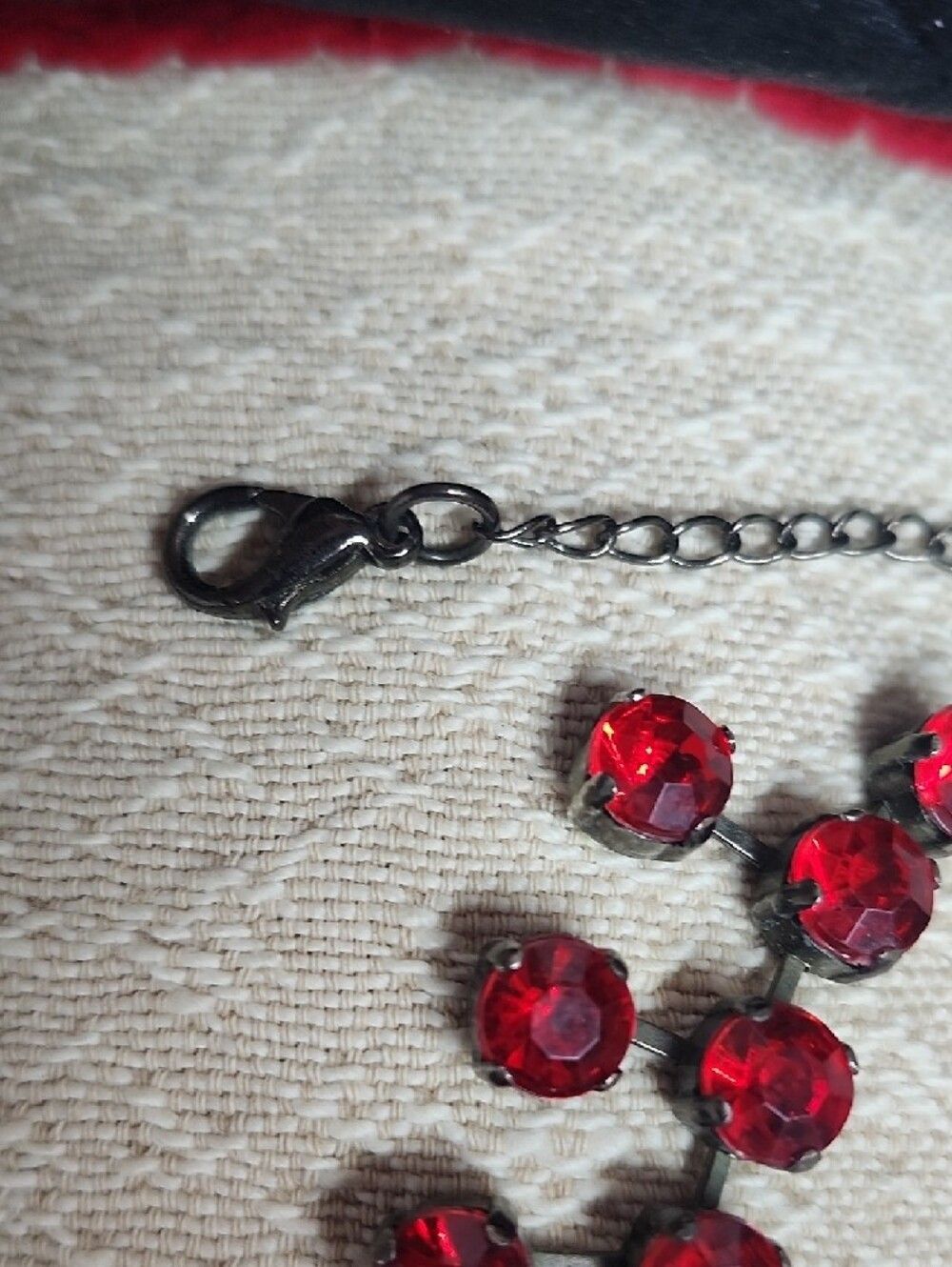 Red Crystal Drop Statement Necklace - Women Jewelry - Picture 4 of 5